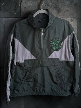 Dark Green Slytherin-Inspired Windbreaker Pullover Jacket